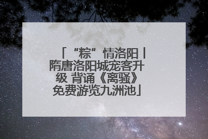 “粽”情洛阳丨隋唐洛阳城宠客升级 背诵《离骚》免费游览九洲池