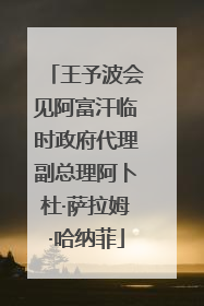 王予波会见阿富汗临时政府代理副总理阿卜杜·萨拉姆·哈纳菲