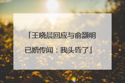 王晓晨回应与俞灏明已婚传闻：我头昏了