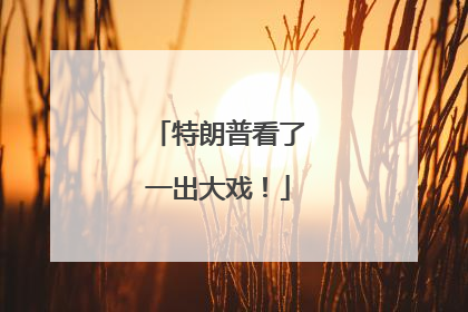 特朗普看了一出大戏！