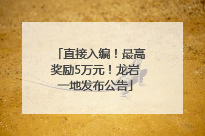 直接入编！最高奖励5万元！龙岩一地发布公告