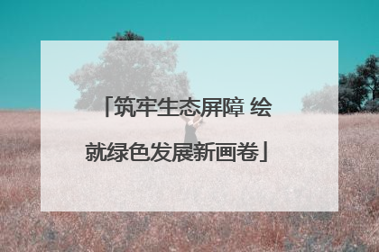 筑牢生态屏障 绘就绿色发展新画卷