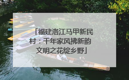 福建洛江马甲新民村：千年家风拂新韵 文明之花绽乡野