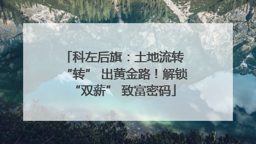 科左后旗：土地流转 “转” 出黄金路！解锁 “双薪” 致富密码