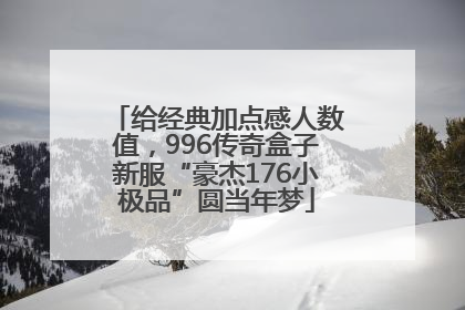 给经典加点感人数值，996传奇盒子新服“豪杰176小极品”圆当年梦