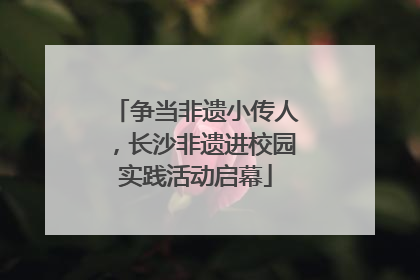 争当非遗小传人，长沙非遗进校园实践活动启幕
