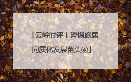 云岭时评丨警惕旅居同质化发展苗头④