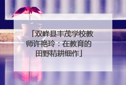 双峰县丰茂学校教师许艳玲：在教育的田野精耕细作