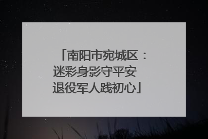 南阳市宛城区：迷彩身影守平安 退役军人践初心