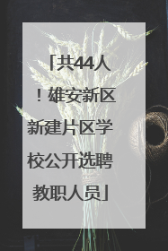 共44人！雄安新区新建片区学校公开选聘教职人员