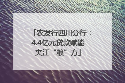 农发行四川分行：4.4亿元贷款赋能夹江“粮”方