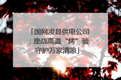 国网浚县供电公司：鏖战高温“烤”验 守护万家清凉