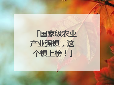 国家级农业产业强镇，这个镇上榜！