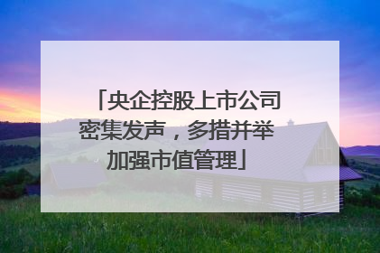 央企控股上市公司密集发声，多措并举加强市值管理