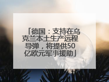 德国：支持在乌克兰本土生产远程导弹，将提供50亿欧元军事援助