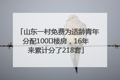 山东一村免费为适龄青年分配100㎡楼房，16年来累计分了218套