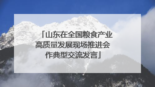 山东在全国粮食产业高质量发展现场推进会作典型交流发言