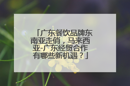 广东餐饮品牌东南亚走俏，马来西亚-广东经贸合作有哪些新机遇？