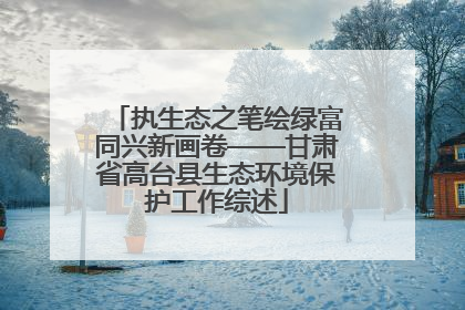 执生态之笔绘绿富同兴新画卷——甘肃省高台县生态环境保护工作综述