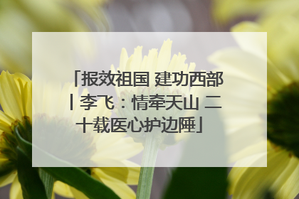 报效祖国 建功西部丨李飞：情牵天山 二十载医心护边陲