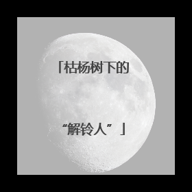 枯杨树下的“解铃人”