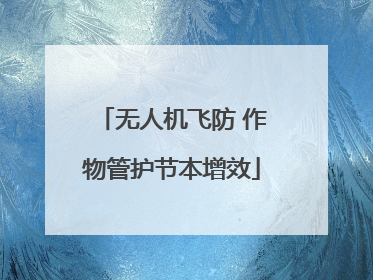 无人机飞防 作物管护节本增效