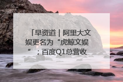 早资道｜阿里大文娱更名为“虎鲸文娱”；百度Q1总营收325亿元超预期
