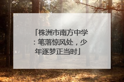 株洲市南方中学：笔落惊风处，少年逐梦正当时