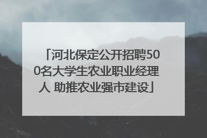 河北保定公开招聘500名大学生农业职业经理人 助推农业强市建设