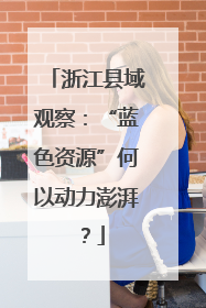 浙江县域观察：“蓝色资源”何以动力澎湃？