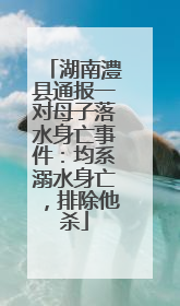 湖南澧县通报一对母子落水身亡事件：均系溺水身亡，排除他杀