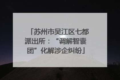苏州市吴江区七都派出所：“调解智囊团”化解涉企纠纷