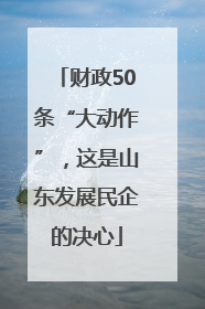 财政50条“大动作”，这是山东发展民企的决心