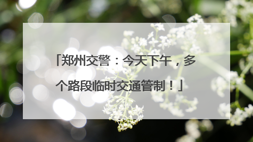 郑州交警：今天下午，多个路段临时交通管制！