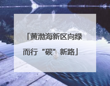 黄渤海新区向绿而行“碳”新路